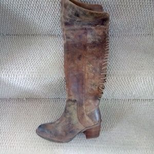 Brown leather boots